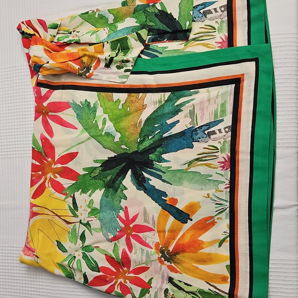 Antonio‎ Melani Linen Blend Tropical Print Skirt With Wrap/Tie Front: Size- 16